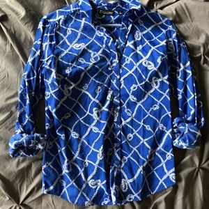 NY&C button up nautical blouse